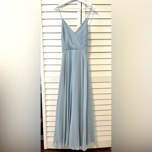 David’s Bridal Bridesmaid Spaghetti Strap V Neck Gown